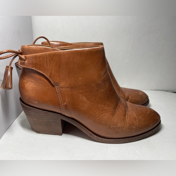 Preloved Madewell Et Sezane Low Heel Tassel boots 7.5 english saddle f6025 $268 - Picture 4 of 9